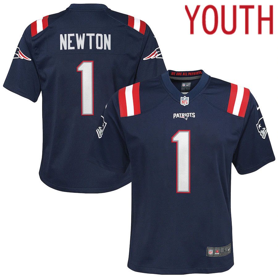 Youth New England Patriots 1 Cam Newton Nike Navy Game NFL Jersey